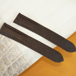 Handmade Dark Brown PEBBLED CALF leather watch strap for tank solo, tank must 15mm, 16mm, 17mm, 17.5mm, 18mm, 19mm, 20mm, 20.5mm, 22mm, 23mm