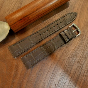Handmade Brown Alligator leather Watch Strap for Dumont small , large and extra large  15.5mm, 17.8mm ,19mm Integrated strap for Dumont