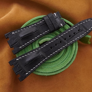 Handmade High Grade Black Alligator leather watch strap Ap Royal Oak Offshore Diver