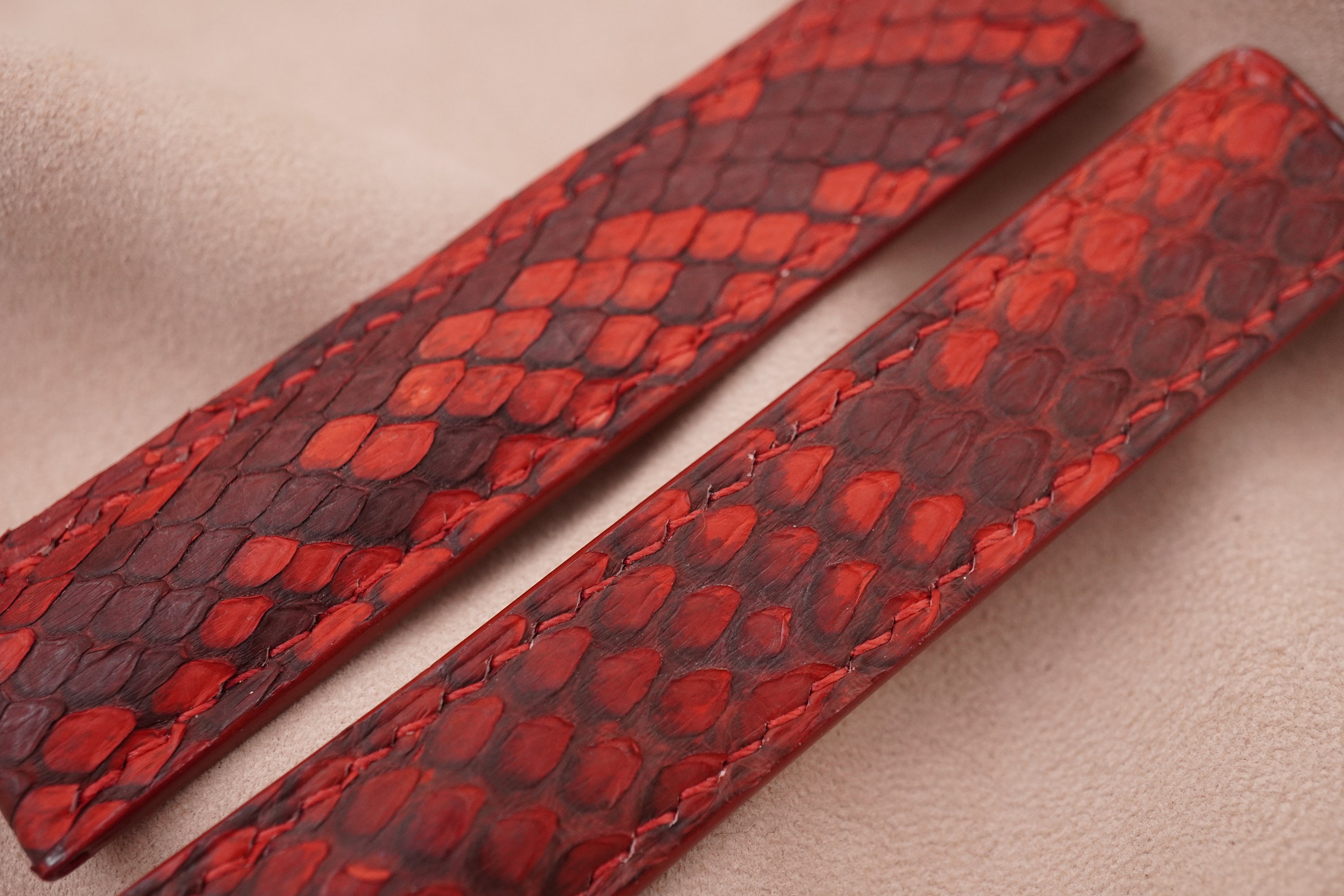 Handmade Red Python Leather Watch Strap for Breitling 20mm , 22mm ...