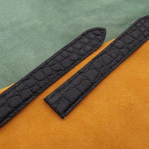 Handmade Matte Black Alligator leather watch strap for tank solo, tank must  16mm, 17mm,17.5mm,19mm,20mm, 20.5mm,22.5mm