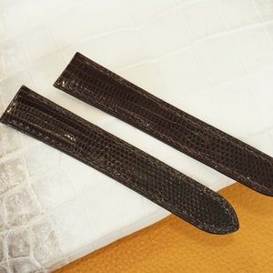 Handmade Dark Brown Lizard leather watch strap for tank solo, tank must 15mm, 16mm, 17mm, 17.5mm, 18mm, 19mm, 20mm, 20.5mm, 22mm, 23mm