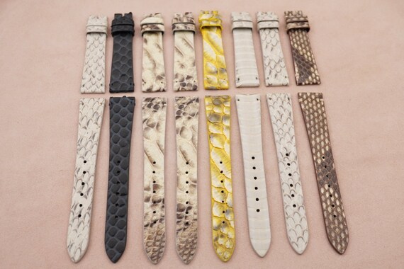 Lot of 8 Python Leather Watch Strap Size 18/14mm, Clearance