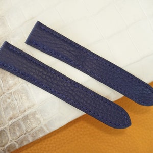 Handmade Dark Blue PEBBLED CALF leather watch strap for tank solo, tank must 15mm, 16mm, 17mm, 17.5mm, 18mm, 19mm, 20mm, 20.5mm, 22mm, 23mm