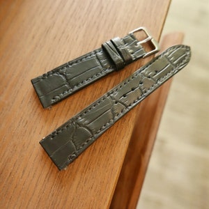 Handmade Black Alligator leather Deployment Strap for Santos medium and large 18.5mm, 21mm
