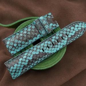 Handmade Baby Blue Python leather strap for Panerai , watch band  22mm, 24mm, 26mm, 27mm