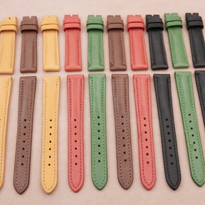 Kavel van 10 kalfsleren horlogeband, maat 16/14 mm, opruimingsprijs