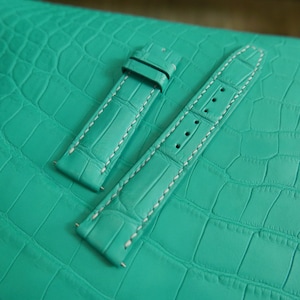 Handmade Jade Green Alligator leather watch strap, watch band 18mm, 19mm, 20mm, 21mm, 22mm, 24mm, 26mm