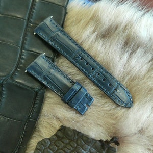 Handmade Matte Navy Blue Alligator leather watch strap, watch band 18mm, 19mm, 20mm, 21mm, 22mm, 24mm, 26mm
