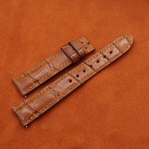 Handmade Honey Brown Alligator leather watch strap for tank solo, tank must 15mm, 16mm, 17mm, 17.5mm, 18mm, 19mm,20mm,20.5mm,22.5mm,23mm