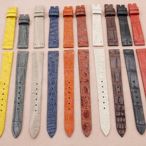 Kavel van 10 alligatorleren horlogeband, maat 14/12 mm, opruimingsprijs