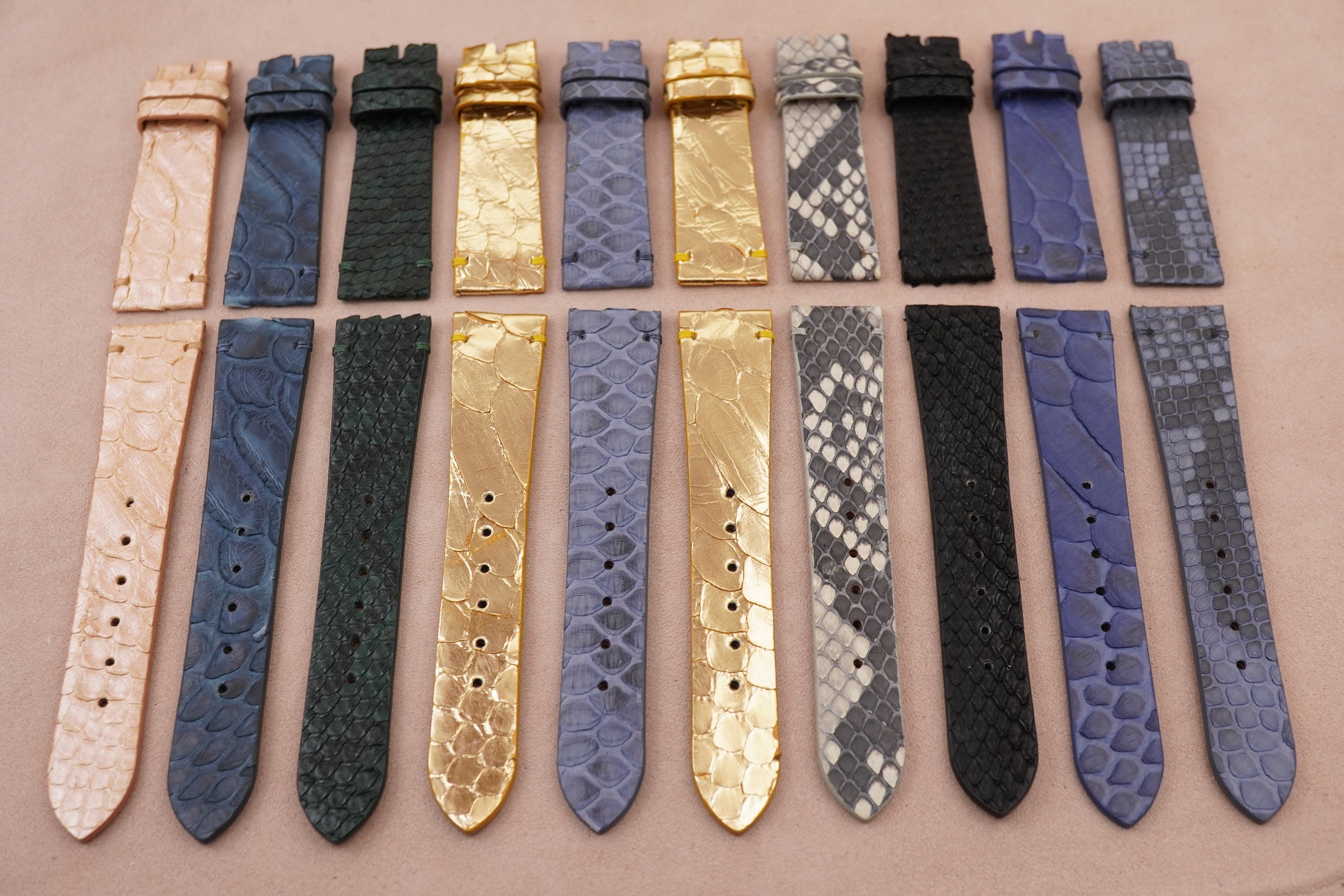 Lot of 10 Python Leather Watch Strap Size 21/18mm, Clearance