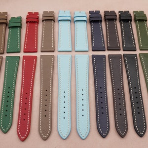 Kavel van 10 Epsom-kalfsleren horlogeband, maat 19/16 mm, opruimingsprijs: