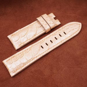 Correa de piel de pitón beige hecha a mano para Panerai, correa de reloj de 22 mm, 24 mm, 26 mm, 27 mm