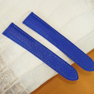 Handmade Blue PEBBLED CALF leather watch strap for tank solo, tank must 15mm, 16mm, 17mm, 17.5mm, 18mm, 19mm, 20mm, 20.5mm, 22mm, 23mm