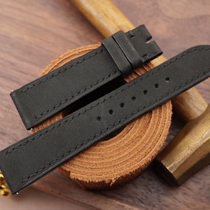 Handmade Black Nubuck leather watch strap for tank solo, tank must 16mm, 17.5mm, 20.5mm, 19mm, 22.5mm