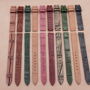 Kavel van 10 alligatorleren horlogeband, maat 12/12 mm, opruimingsprijs