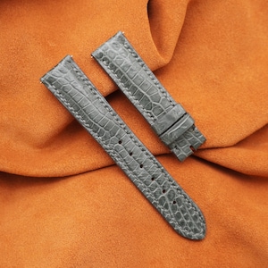 Handmade Grey Alligator leather watch strap, watch band 18mm, 19mm, 20mm, 21mm, 22mm, 24mm, 26mm