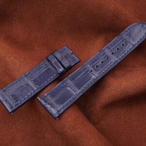 Bracelet de montre en cuir d'alligator bleu marine fait main pour tank solo, tank must 15 mm, 16 mm, 17 mm, 17,5 mm, 18 mm, 19 mm, 20 mm, 20,5 mm, 22,5 mm, 23 mm