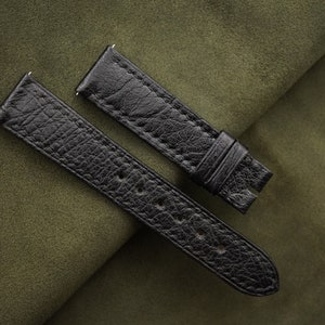 Handmade Black Ostrich Belly leather watch strap for tank solo, tank must 15mm, 16mm, 17mm, 17.5mm, 18mm, 19mm, 20mm, 20.5mm, 22mm, 23mm