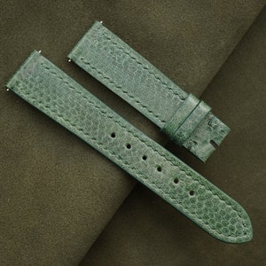 Handmade Green Sea Snake leather watch strap for tank solo, tank must 15mm, 16mm, 17mm, 17.5mm, 18mm, 19mm, 20mm, 20.5mm, 22mm, 23mm