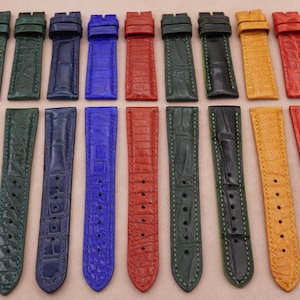 Kavel van 9 alligatorleren horlogeband, maat 21/18 mm, opruimingsprijs: