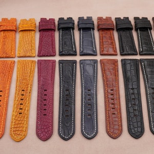Kavel van 10 alligatorleren horlogeband, maat 26/22 mm, opruimingsprijs: