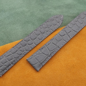 Handmade Matte Gray Alligator leather watch strap for tank solo, tank must  16mm, 17mm,17.5mm,19mm,20mm, 20.5mm,22.5mm