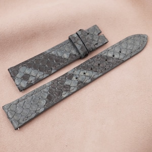 Ręcznie robiony pasek do zegarka ze skóry pytona w kolorze szarym, pasek do zegarka 18 mm, 19 mm, 20 mm, 21 mm, 22 mm, 24 mm, 26 mm