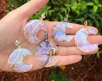 Large Opalite Moon Necklace