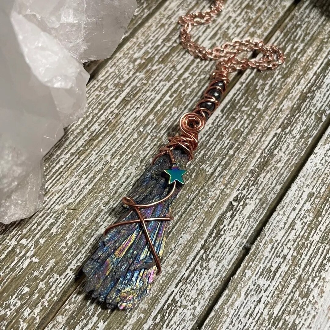 Kyanite Witches Broom Necklace Etsy