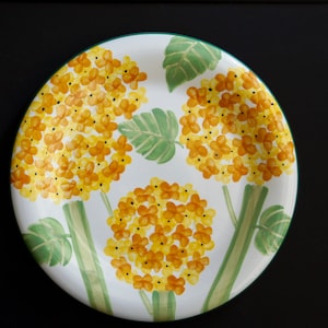 Yellow Hydrangea Dinner Plate - Spring Decor - Tabletops Unlimited Flower Plate - Decorative Plate - Large Serving Dish