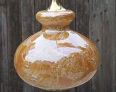 Mid Century Marbled Peach Luster Glass Pendant Lamp - Vintage Swag Hanging Lamp - Chain Lamp - Retro Home Decor