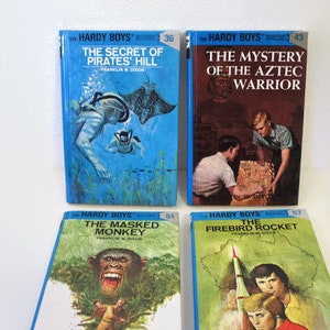 Hardy Boys - The Firebird Rocket #57-The Secret of Pirates&#39; Hill #36 - Mystery of the Aztec Warrior #43 - The Masked Monkey # 51 -Flashlight