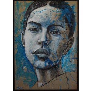 Original portrait painting. &quot;Disappointment&quot;. Framed. Unique female portrait. Woman&#39;s face. Symbolic art.