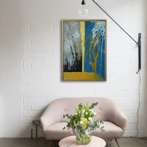Abstract art original painting. Expressive acrylic abstract. Contemporary Modern Art. Abstract painting with frame. Unique abstract art.