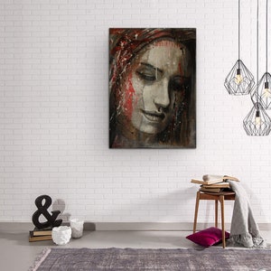 Original portrait painting. Large scale portrait. &quot;Time For Goodbye&quot;. Contemporary modern art.