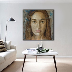 Original portrait painting. Large scale portrait.&quot;SINCERITY&quot;. Large expressive painting. Female portrait. One of a kind art work.