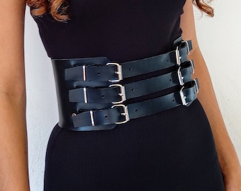 Wide leather belt,Corset belt for dress,Plus size belt,Waist underbust corset belt