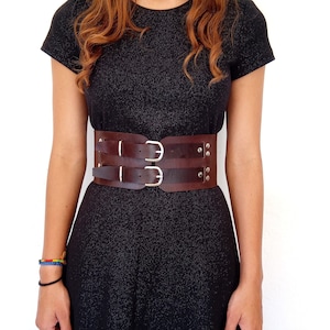 Women Hollow Out Belts Wide Buckle Cinch Waist Belt Dress Faux Leather  Waistband