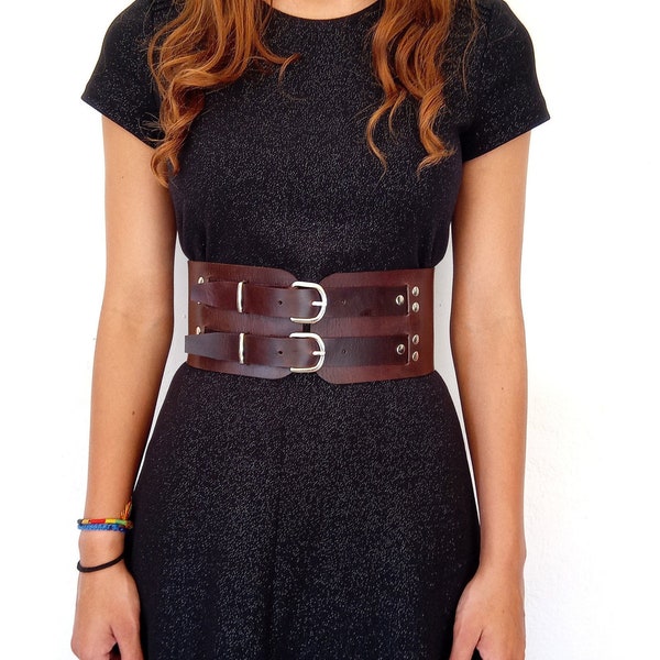 Ceinture en cuir large, ceinture corset sous le buste, ceinture noire large, corset en cuir, ceinture en cuir naturel, ceinture de taille pour femmes
