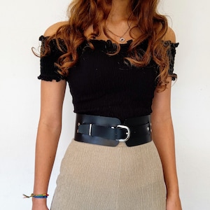 Black Wide Leather belt, Women Dress Belt,Gift for her,Plus size belt,Fashion Belt,Waist Leather belt