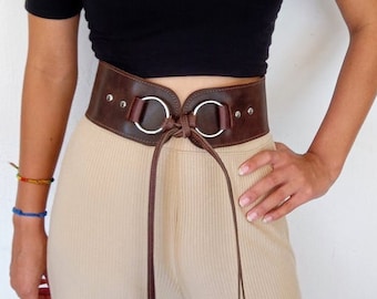 Boho wide leather belt, Waist women western bohemian belt, Women leather belt