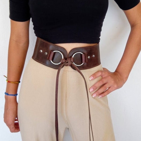 Boho wide leather belt, Waist women western bohemian belt, Women leather belt