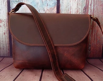 Leather Crossbody Bag, Brown Leather Bag, Purse for women, Gifts for her Personalized gift