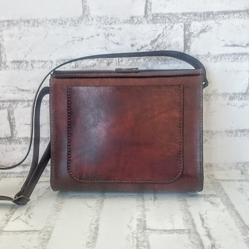 Handmade leather crossbody bag Shoulder Purse Brown leather Etsy