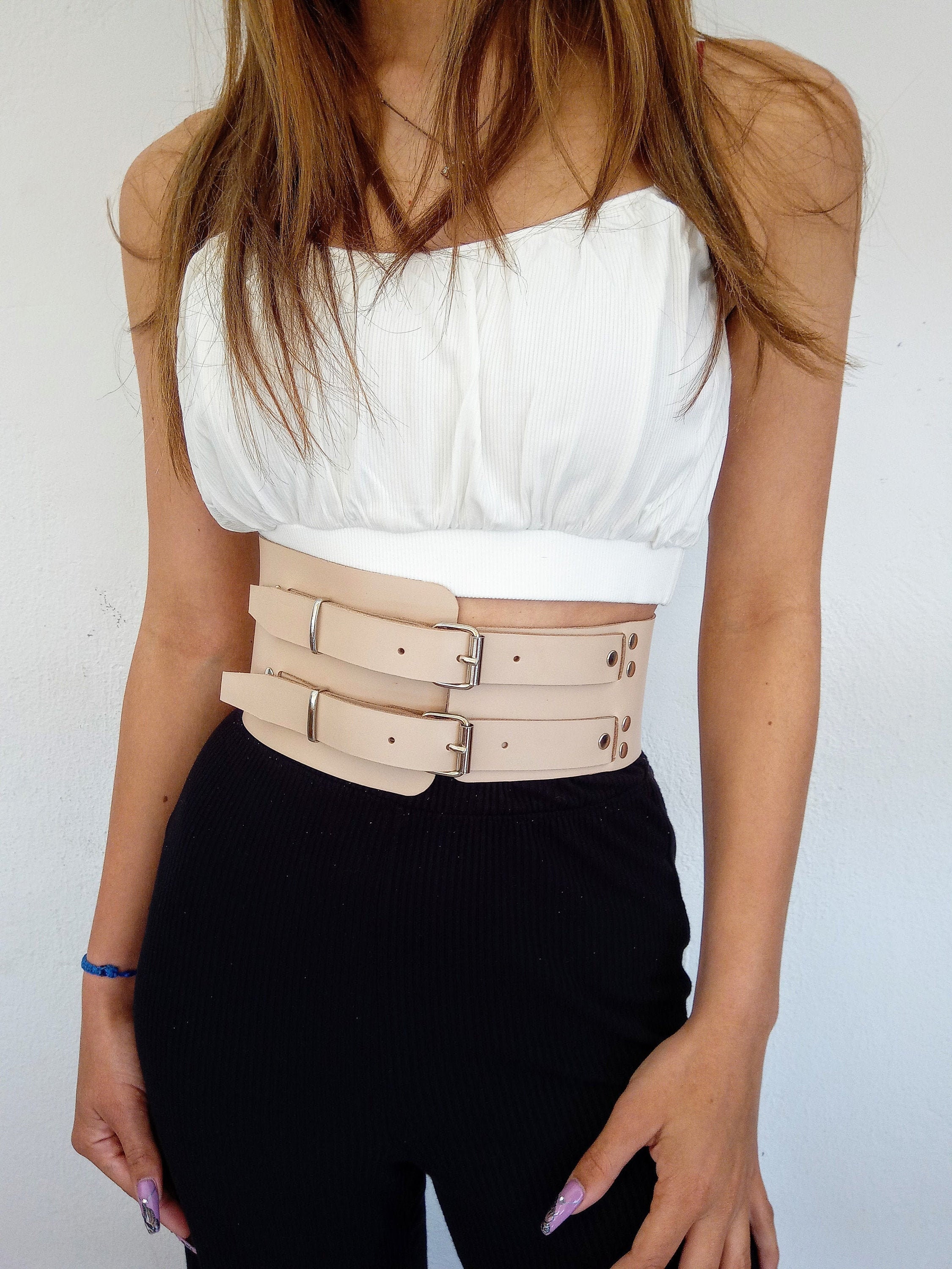 Wide Leather Belt Underbust Corset Belt Wide Black Belt Women