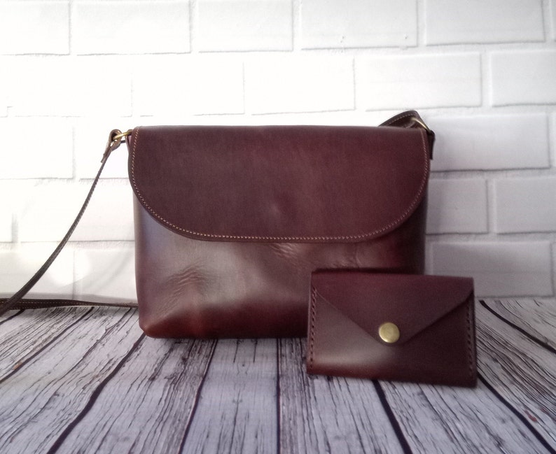 Brown crossbody leather bag Gift for her Minimalist bag Mother day gift Personalized bag