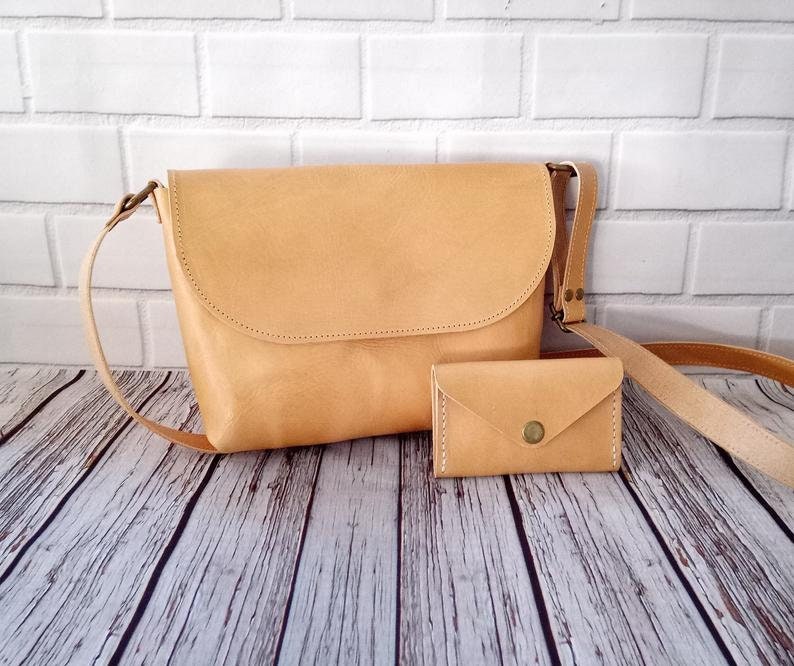 Brown crossbody leather bag Gift for her Minimalist bag Mother day gift Personalized bag