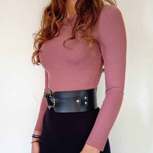 Black Wide Waist Leather Women Dress Belt Gift for Her Plus - Etsy